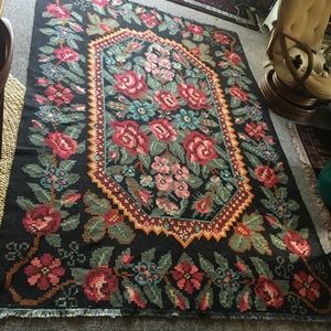 Authentic Moldavian Bessarabian Rose kilim rug handmade wool flatweave 6x 9 ft